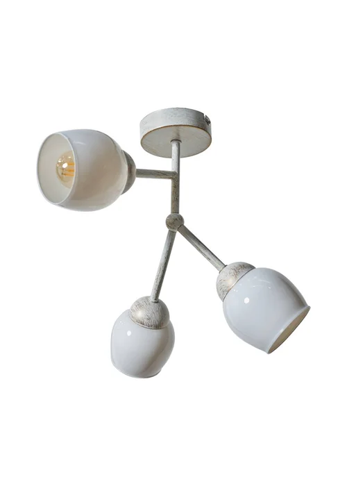 ValueLights Kenton Aged Metal Effect 3 Way Ceiling Light With White Glass Shades - One Size Image 4
