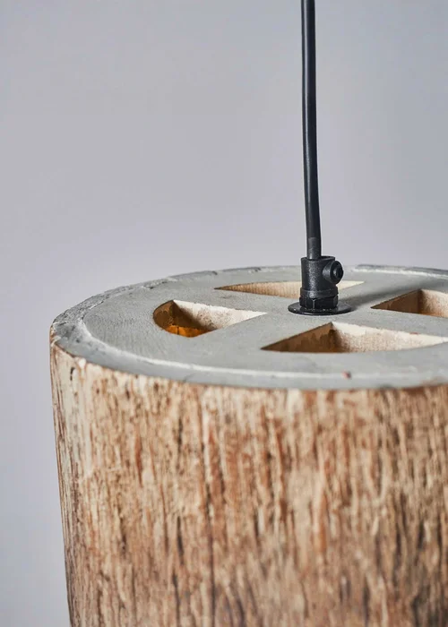 ValueLights Penn Natural Rustic Wood Cylinder Ceiling Light - One Size Image 3