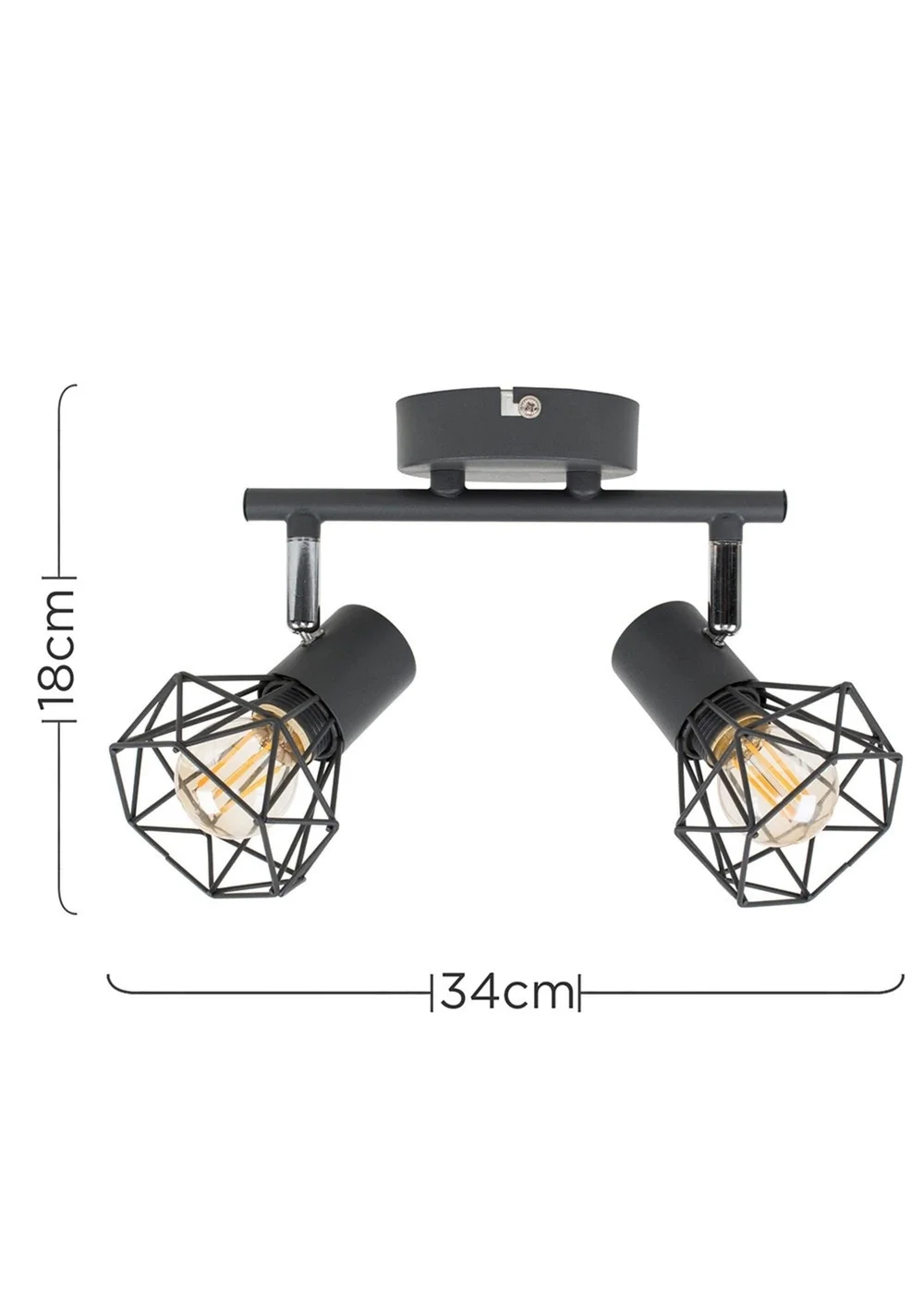 ValueLights Angus 2 Way Pewter Grey Geometric Spotlight - One Size Image 4