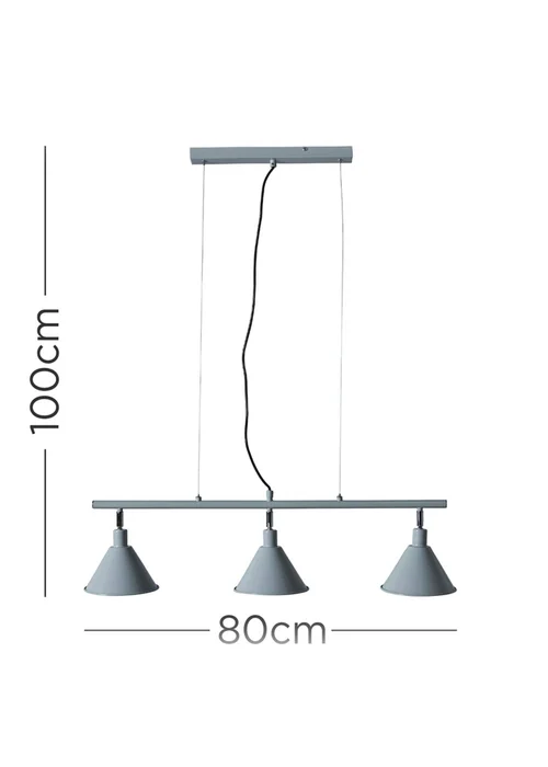 ValueLights Brisner Grey and Silver 3 Way Over Table Ceiling Pedant Light - One Size Image 5