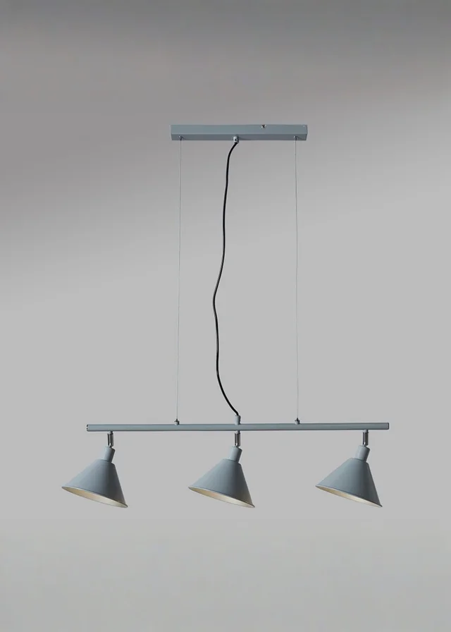 ValueLights Brisner Grey and Silver 3 Way Over Table Ceiling Pedant Light