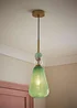 ValueLights Anastasia Green Stacked Glass Ceiling Light - One Size Image 1