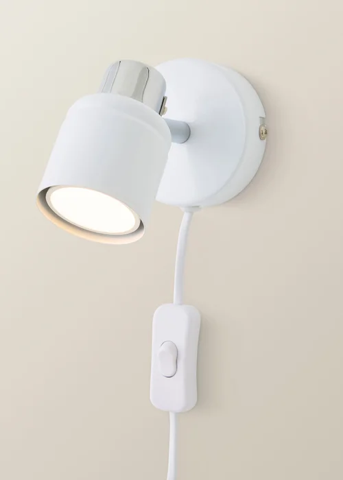 ValueLights Benton White Chrome Single Spotlight With Plug - One Size Image 3