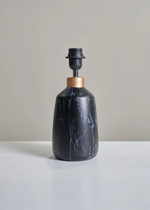 ValueLights Selma Black Marble Effect Table Lamp With Copper Cap Base Only - One Size Image 1