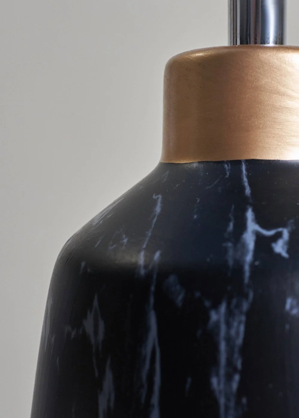 ValueLights Selma Black Marble Effect Table Lamp With Copper Cap Base Only - One Size Image 2