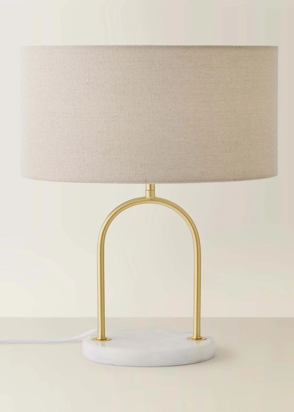 ValueLights Rachel Brushed Gold Metal Arch Marble Base Table Lamp - One Size Image 3