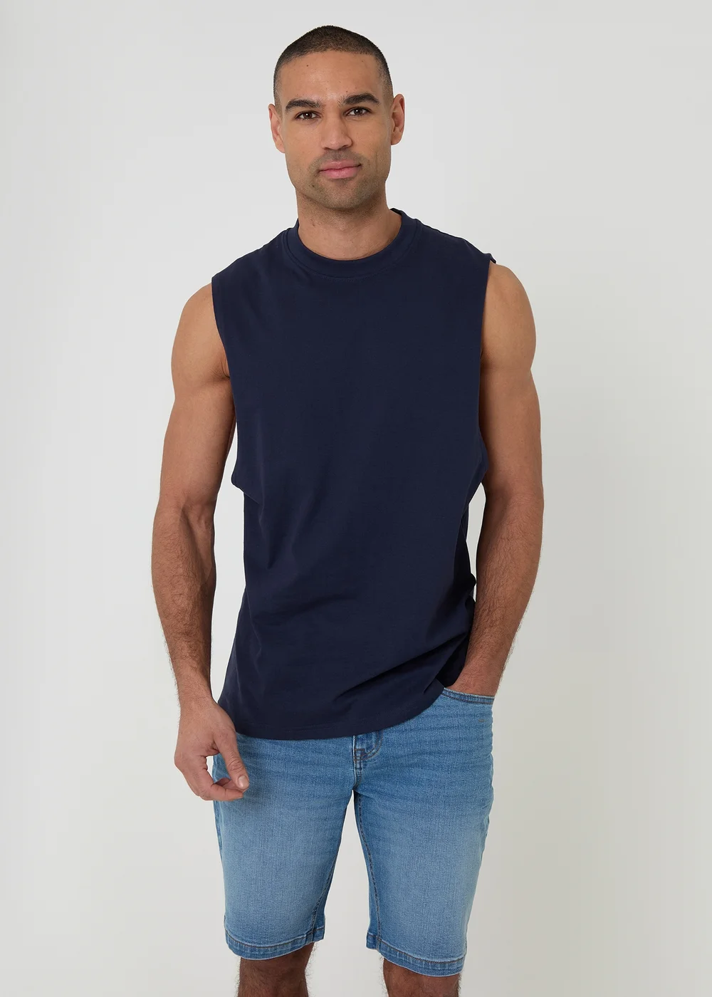 Threadbare Pale Blue Turn Up Denim Shorts - 34 Image 3