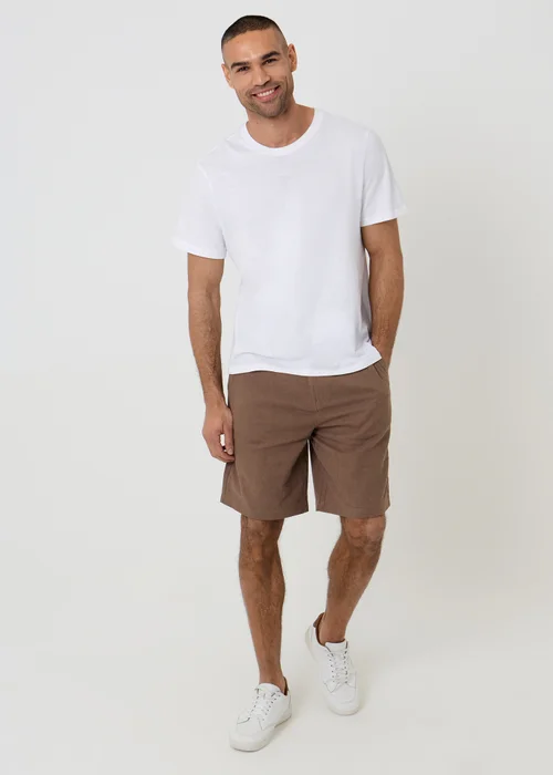 Threadbare Brown Linen Blend Chino Shorts - 38 Image 3