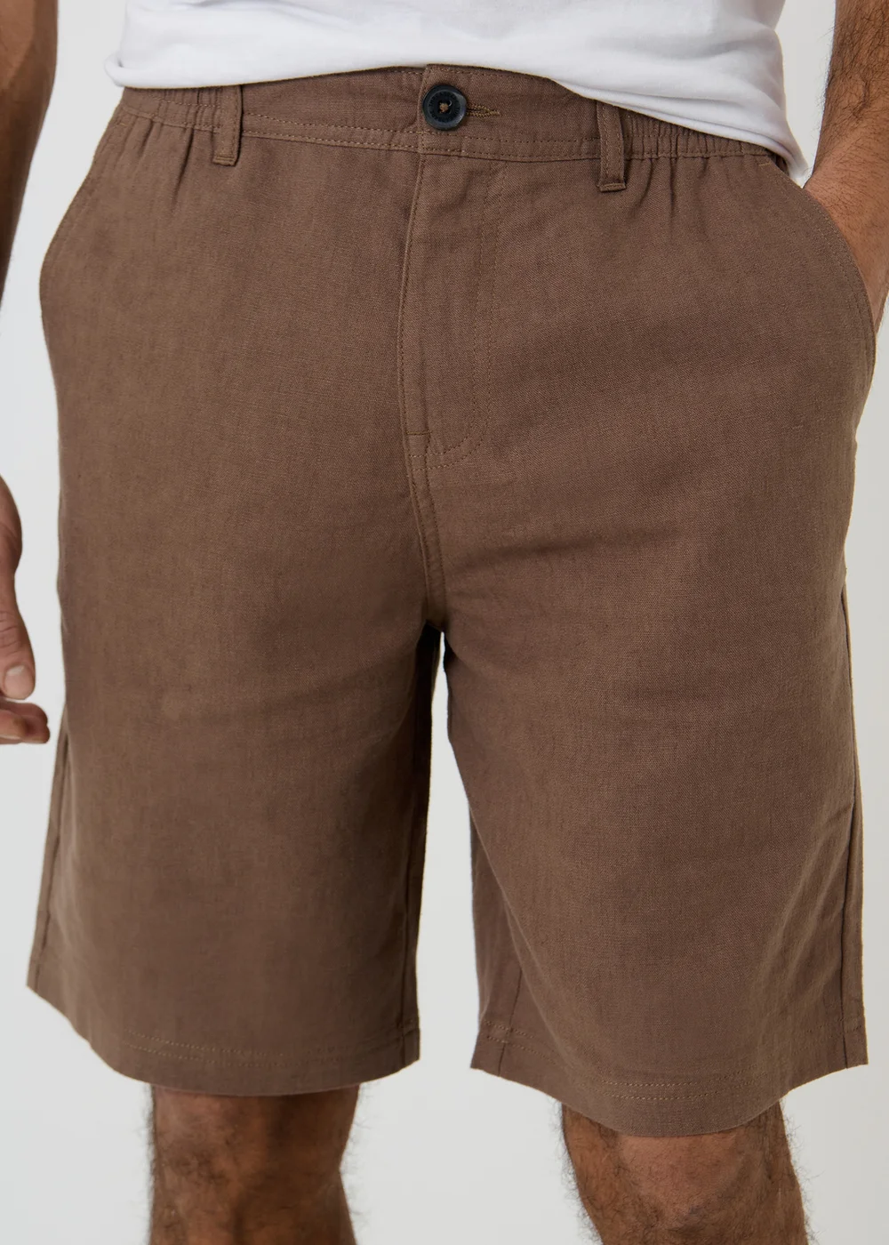 Threadbare Brown Linen Blend Chino Shorts - 38 Image 4
