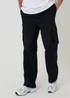 Threadbare Black Baggy Fit Stretch Cotton Cargo Trousers - 34/L32 Image 1