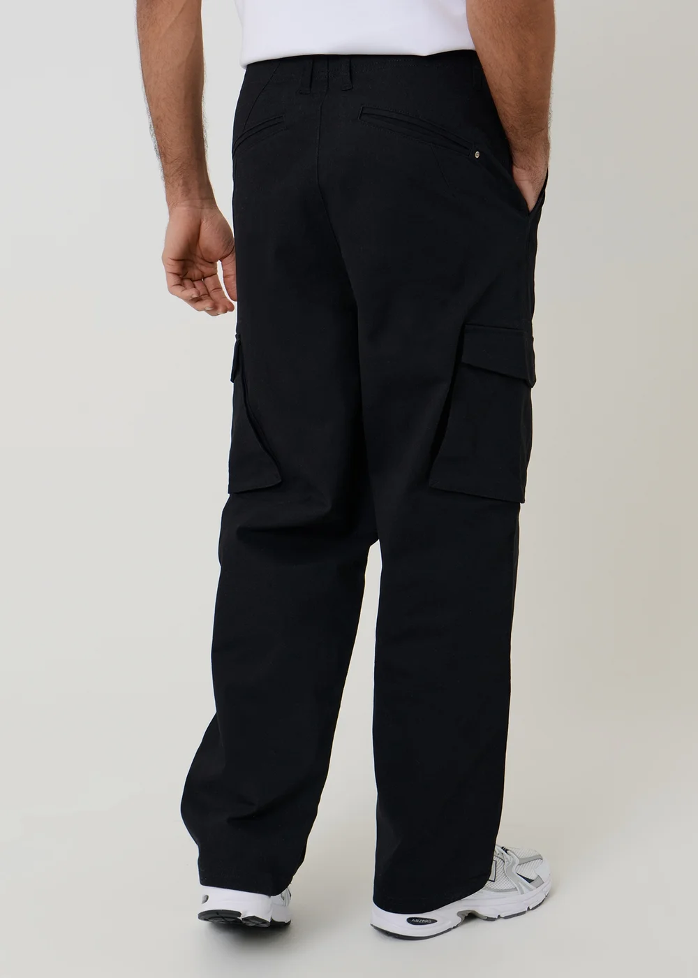 Threadbare Black Baggy Fit Stretch Cotton Cargo Trousers - 34/L32 Image 2
