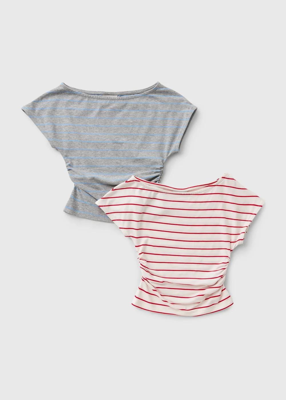2 Pack Girls Multicoloured Striped T-Shirts (7-15Yrs) - 7 Yrs Image 1
