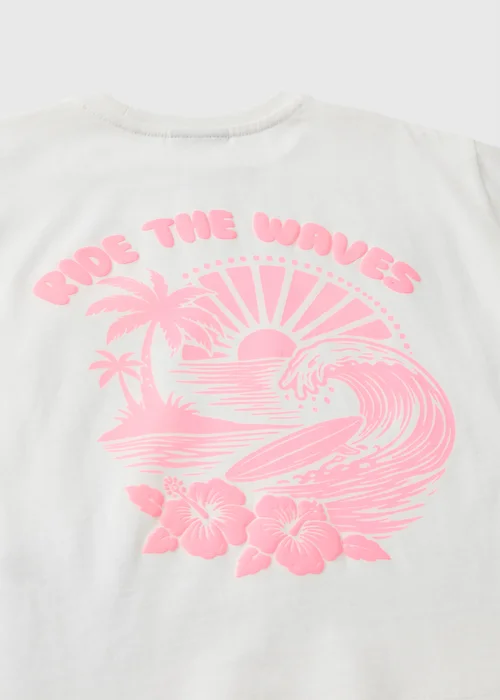 Girls White Waves Slogan T-Shirt (7-15yrs) - 10 Yrs Image 2