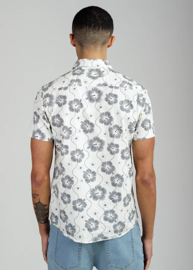 Tokyo Laundry White Cotton Poplin Button Up Shirt With Abstract Floral Print