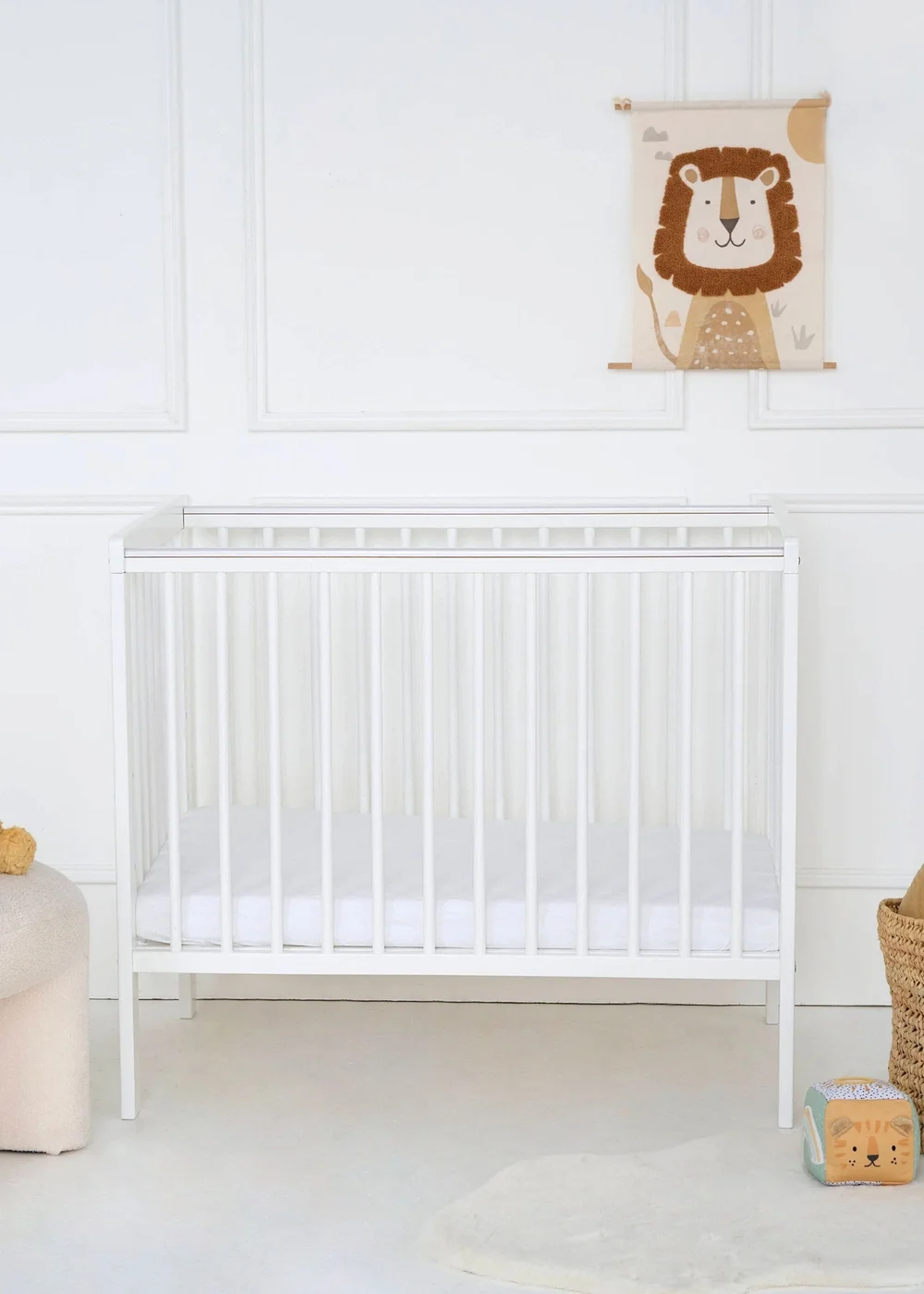 East Coast White Space Saver Cot with Mattress - One Size Image 1