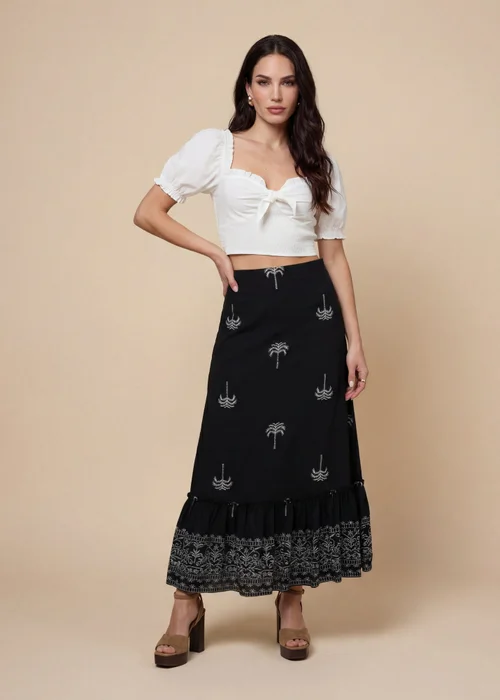 Urban Bliss Tirered Maxi Skirt Black Pattern - 14 Image 1