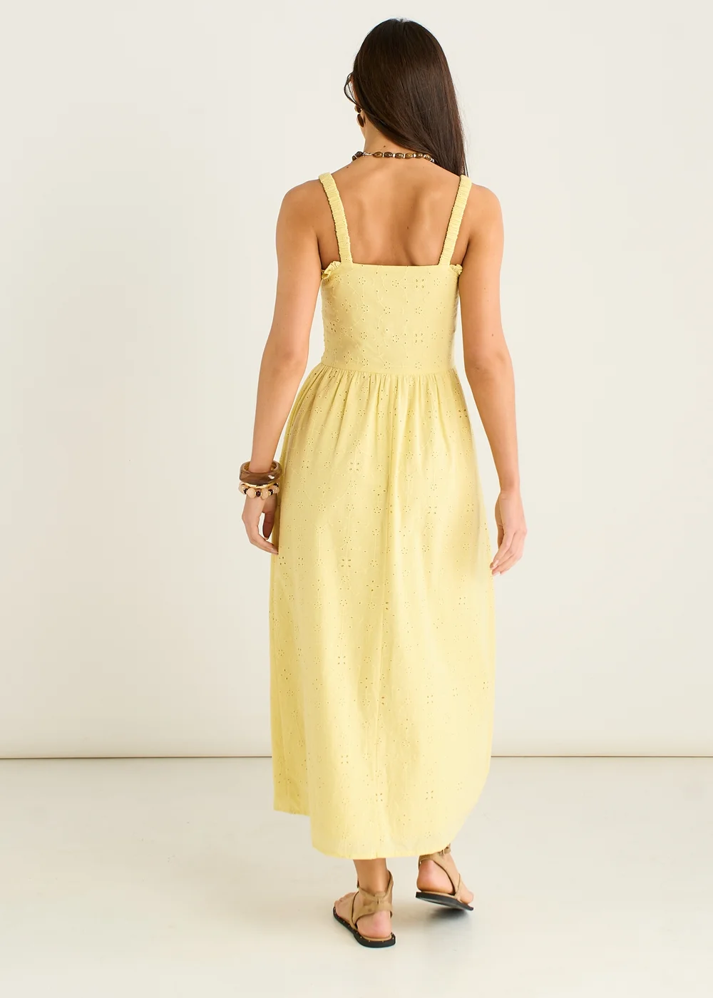 Gini London Yellow Embroidered Shierred Bodice Sun Dress - 16 Image 2