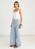 Gini London Blue Stripe Linen Mix Stripe Trousers - 10 Image 5