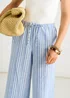 Gini London Blue Stripe Linen Mix Stripe Trousers - 10 Image 4