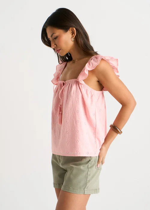 Gini London Pink Ruffle Cami Broidery Anglaise Top - 8 Image 4