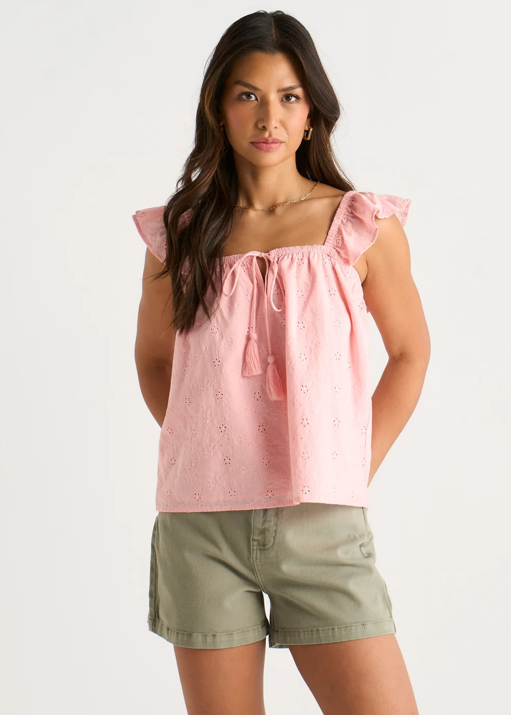 Gini London Pink Ruffle Cami Broidery Anglaise Top - 8 Image 1