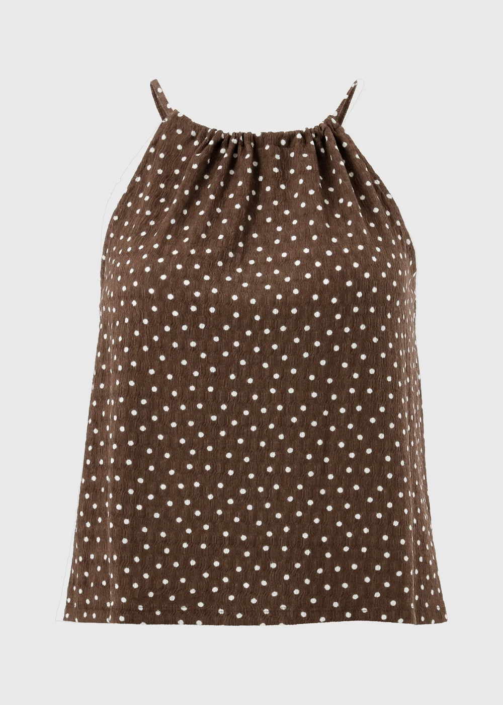 Chocolate Brown Polka Dot Co Ord Cami Top - S Image 4