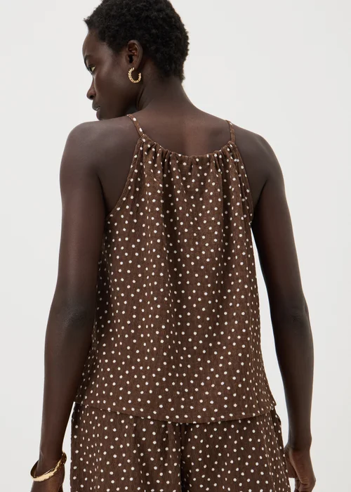Chocolate Brown Polka Dot Co Ord Cami Top - S Image 2