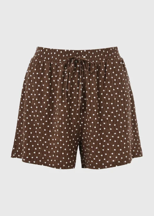 Chocolate Brown Polka Dot Co Ord Shorts - XL Image 4