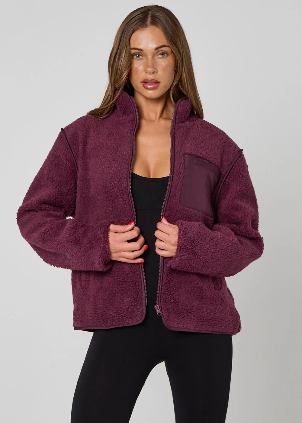 Urban Bliss Fleece Jacket Burgandy - 16 Image 4