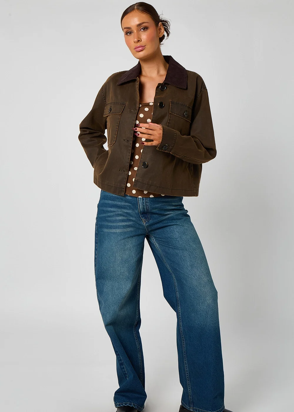 Urban Bliss Wax Barn Jacket Chocolate - 12 Image 1