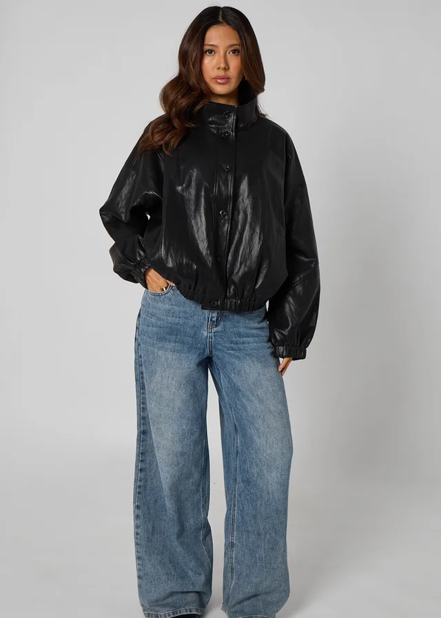 Urban Bliss Black PU Oversized Jacket