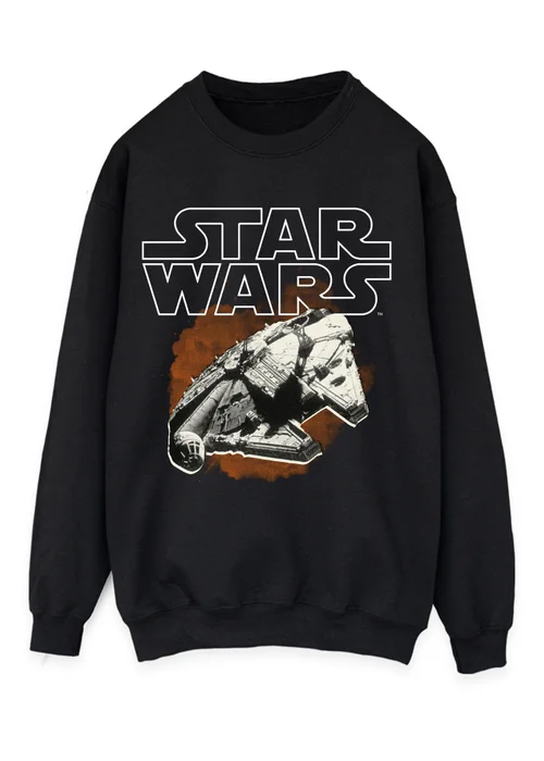 Spiral Galaxy Star Wars Millenium Falcon Black Graphic Sweatshirt - 5XL Image 1