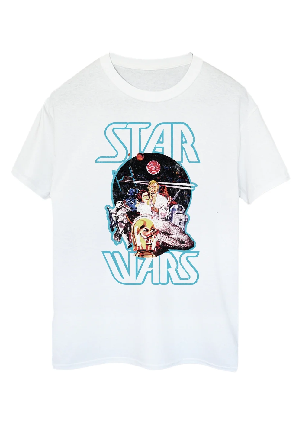 Spiral Galaxy Star Wars Vintage Picture White Graphic T-Shirt - M Image 1