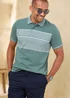 Cotton Traders Washed Jade Short Sleeve Stripe Jersey Polo Shirt - M Image 1