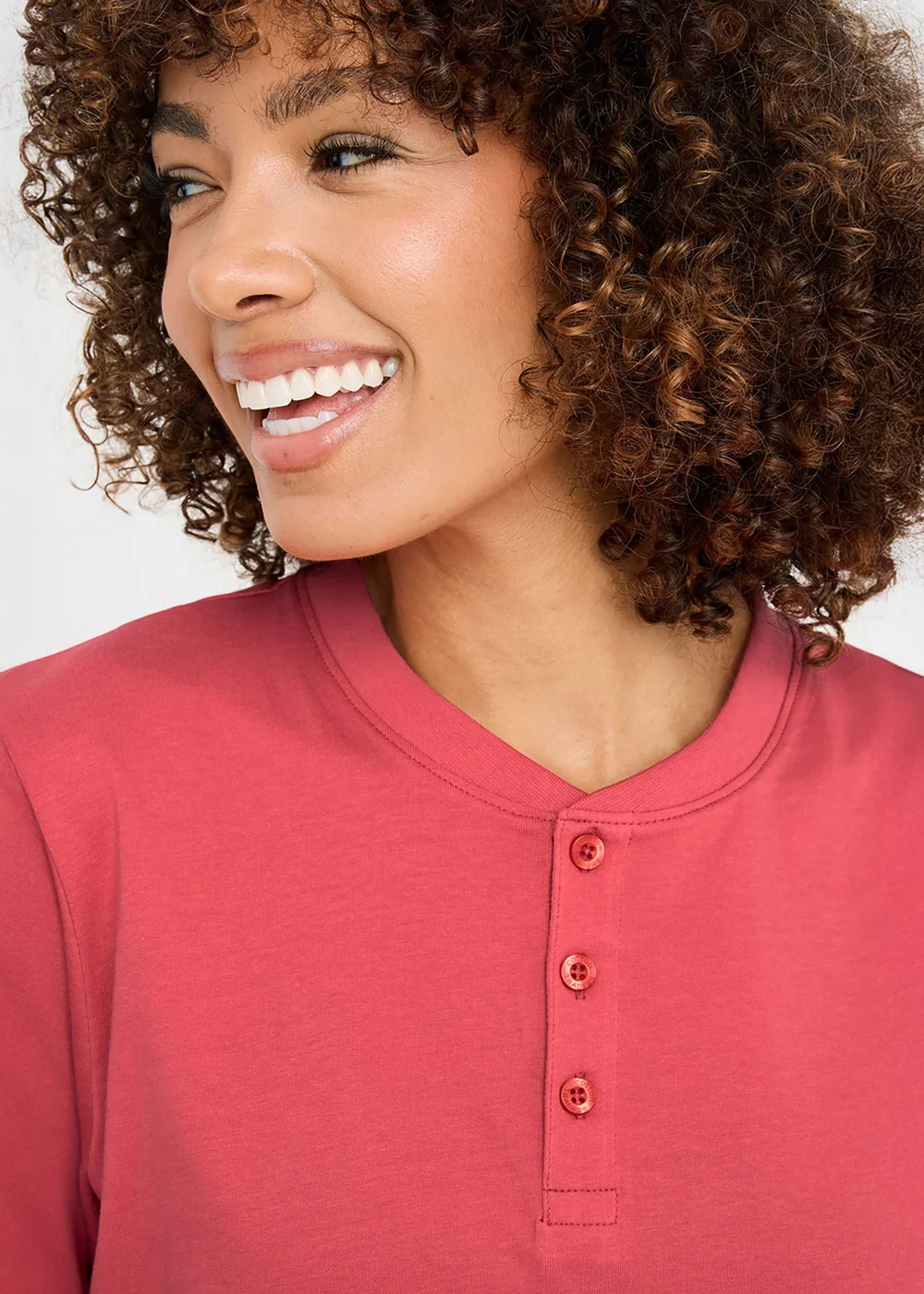 Cotton Traders Deep Coral Grandad T-Shirt - M Image 3