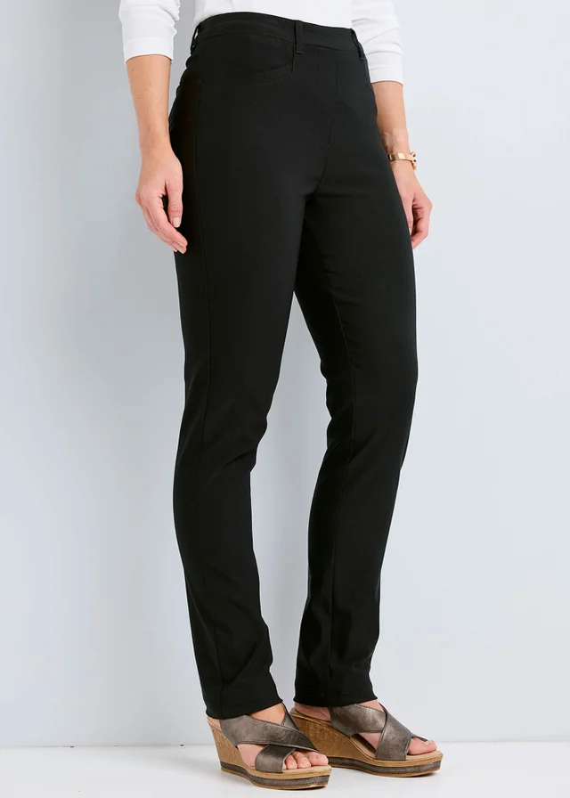 Cotton Traders Black Super Stretchy Pull On Slim Leg Trousers