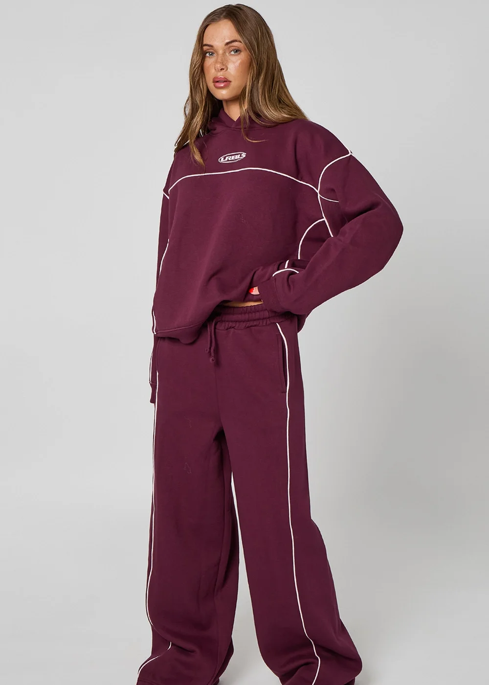 Urban Bliss Burgundy Piped Jogger - 16 Image 3