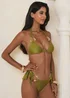 Moda Minx Iconic Isle Olive Atka Triangle Bikini Top - S Image 3