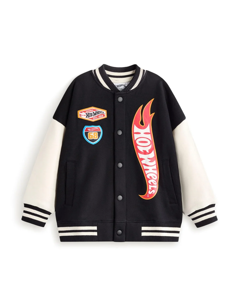 Vanilla Underground Hot Wheels Boys Black Turbo Charged Varsity Jacket (3-12 Years) - 3-4 Yrs Image 4