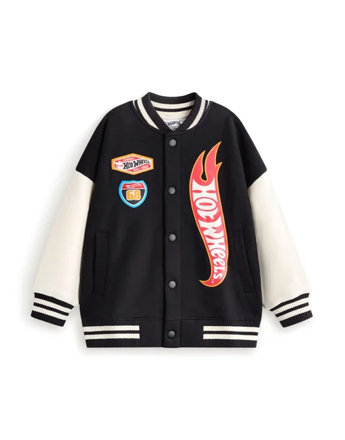 Vanilla Underground Hot Wheels Boys Black Turbo Charged Varsity Jacket (3-12 Years) - 3-4 Yrs Image 4