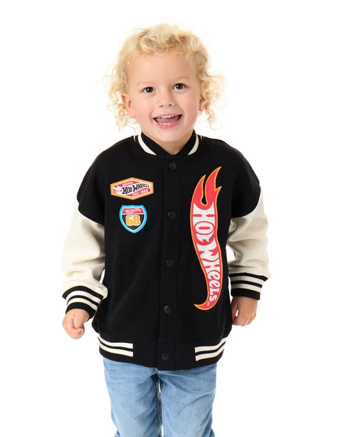 Vanilla Underground Hot Wheels Boys Black Turbo Charged Varsity Jacket (3-12 Years) - 3-4 Yrs Image 1