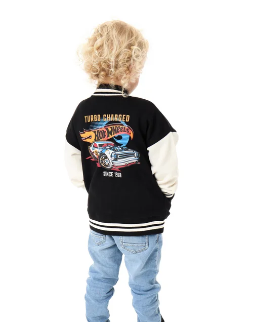 Vanilla Underground Hot Wheels Boys Black Turbo Charged Varsity Jacket (3-12 Years) - 3-4 Yrs Image 2