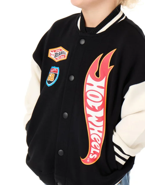 Vanilla Underground Hot Wheels Boys Black Turbo Charged Varsity Jacket (3-12 Years) - 3-4 Yrs Image 3