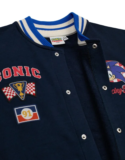 Vanilla Underground Sonic The Hedgehog Boys Blue Racing Team Varsity Jacket (4-12 Years) - 9-10 Yrs Image 3