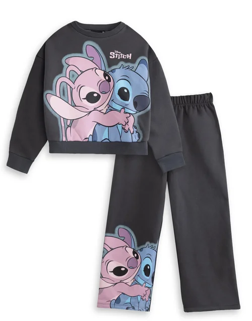 Vanilla Underground Disney Girls Grey Stitch Sweatshirt & Joggers Set (5-14 Years) - 6-7 Yrs Image 1