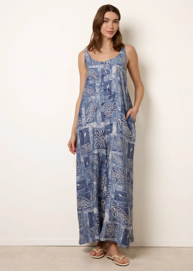 Blue Vanilla Blue Floral Printed Oversized Jumpsuit