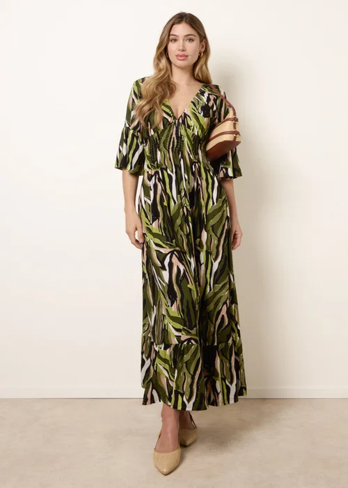 Blue Vanilla Green Shirred Empire Bust Dress - M Image 3