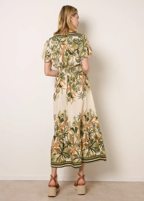 Blue Vanilla Green Tropical Print Wrap Front Dress - S Image 4