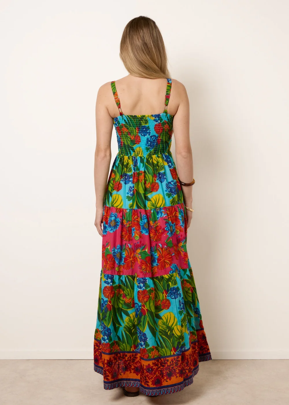 Blue Vanilla Multi Tropical Beaded Detailed Tiered Maxi Dress - XL Image 4