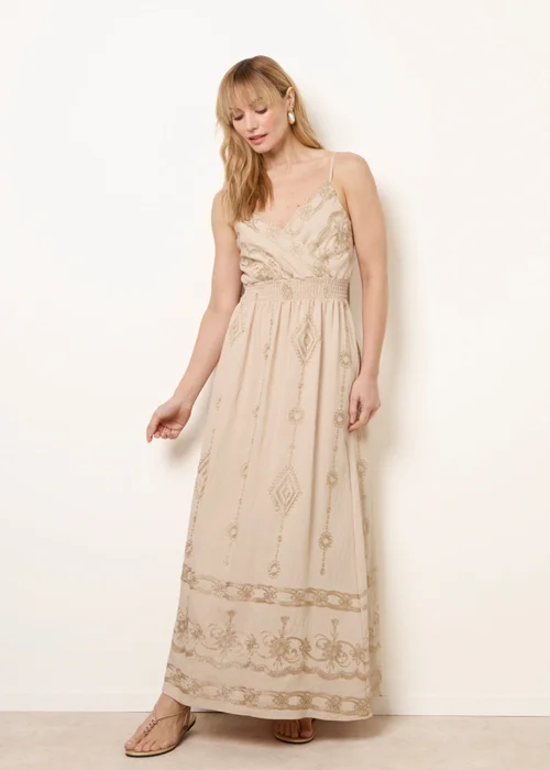 Blue Vanilla Stone Embroidered Maxi Dress With Adjustable Straps - S/M Image 3